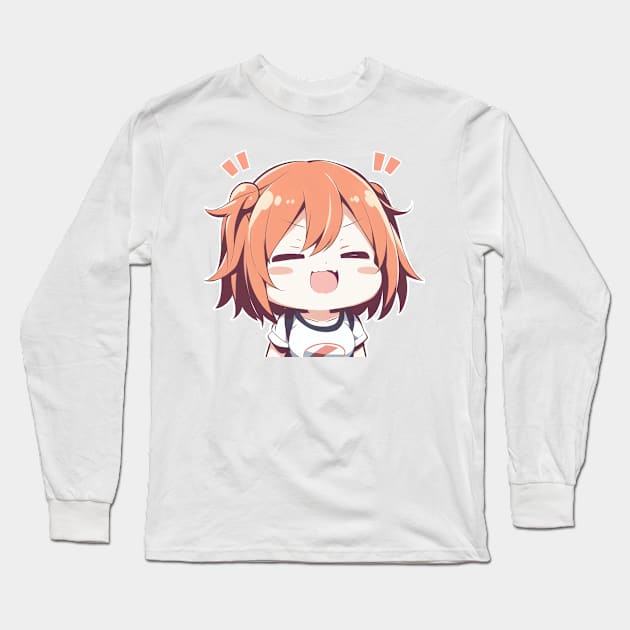 cute chibi happy anime girl Long Sleeve T-Shirt by the-Bebop